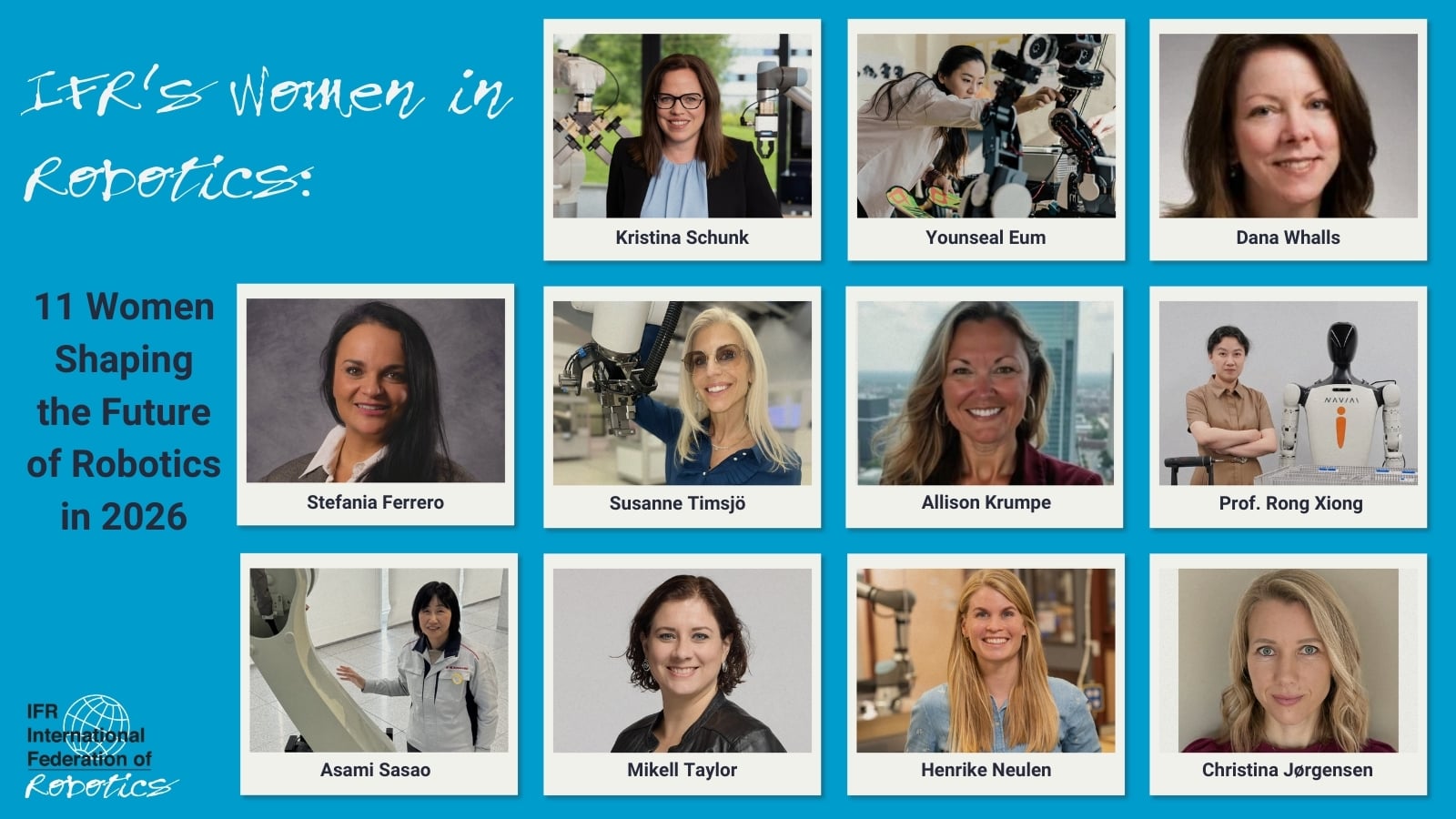 「Women in Robotics 2026」11人の女性たち(©国際ロボット連盟)